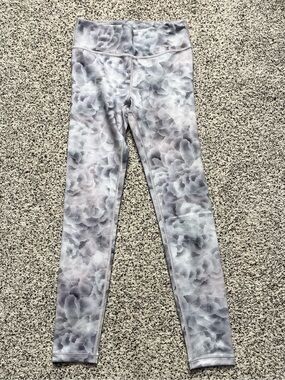 Athleta Girl chit chat Gray Floral Print Girls' Leggings XL -